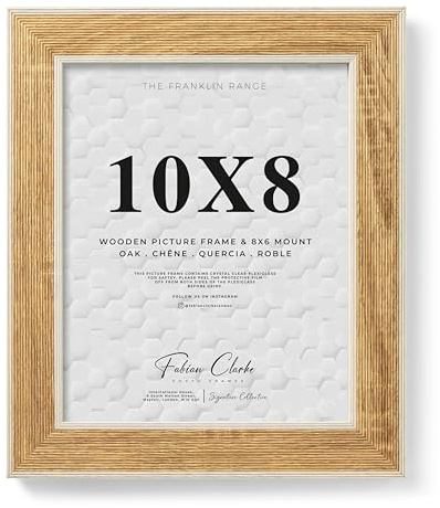 10x8 Oak Photo Frame with White Washed Trim, 10x8 Picture Frame Wooden Photo Frame for Home, Office or Gift Display Scandinavian Style