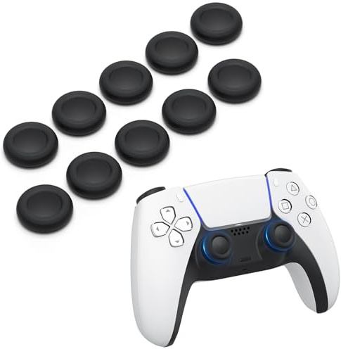 10PCS Thumb Grip Joystick Caps for PS5/PS4 Controller, Non-Slip Laser Textured Grip Design, Wear-resistant Analog Stick Replacement Caps for PS5/PS4 Controller (Black)