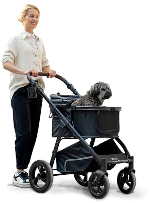 TrendPet Walk Hundebuggy aus Aluminium, Abnehmbarer Sitzkorb mit Orthopädischer Matratze, bis 22 kg