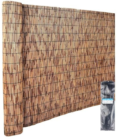Rollo De Cerca De Protección De Listones De Bambú Natural, Decorativo Al Aire Libre For La Pared De La Piscina Del Porche, Cerca De Bambú Marrón, Barrera De Jardín Ecológica(130x700cm(4.3x23ft))