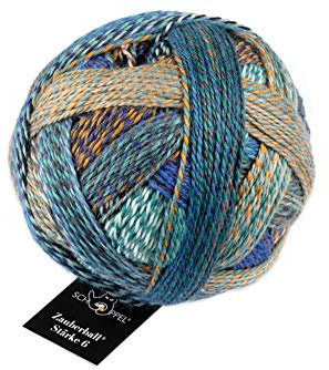 Schoppel Zauberball Stärke 6, dicke Sockenwolle 6-fädig mit einzigartigem Farbverlauf, Strumpfwolle 6-fach, Sockengarn 150g 400m, Nadelstärke 3 bis 4 mm (2395 Camouflage)