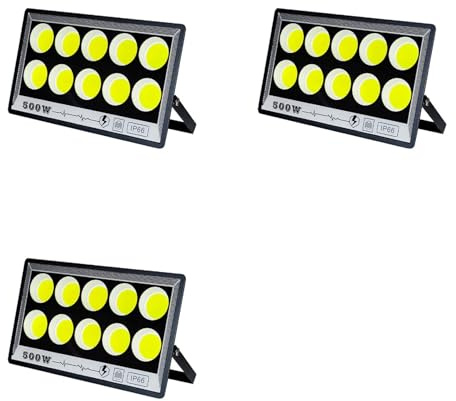 Xnuiasqe 3X LED Flood Light 500W IP66 Waterproof Outdoor Projector Lamp Reflector Spotlight Garden Lighting 500W