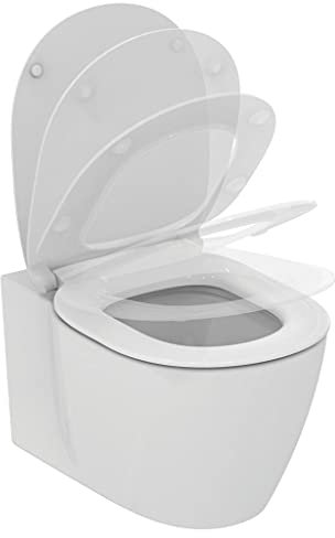Ideal Standard - Connect, Vaso sospeso AquaBlade® con fissaggi nascosti, Water completo di sedile slim a sgancio rapido, E049301, Bianco