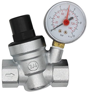 DN15 DN20 Valvola riduttore di pressione acqua valvola cromata regolatore pressione acqua con manometro acqua 1/2 3/4 pollice indicatore (DN20)