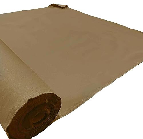EU Fabrics 100% Cotton Canvas Fabric - 14oz Heavy Duty Waterproof Cotton Canvas for Tarpaulins, Tents, Awnings, Covers - Durable Outdoor Material - 150cm Wide - Sold by The Meter - Tan