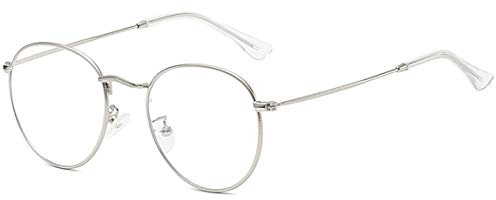 MIGOO Klassische Runde Blaulichtfilter Brille Ohne Stärke Metall Rahmen Retro Brillenfassungen Nerdbrille Unisex (Herren/Damen)