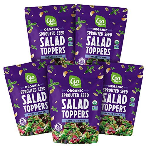 Go Raw Pumpkin & Sunflower Seed Mix, Garlic Thyme Salad Topper, Keto, Vegan, Gluten Free, Organic, 4 Oz., Pack of 5