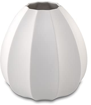 Goebel Kaiser Porzellan Concave Vase in der Farbe Weiß, hergestellt aus Biskuitporzellan, Maße: 16 x 14,5 cm, 14-004-67-1