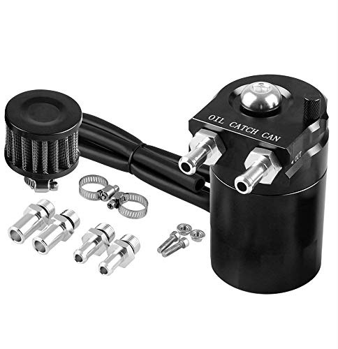 Baceyong Serbatoio dell'olio per auto, filtro dell'aria diesel, 300 ml, Baffled Breather Serbatoio benzina universale, per olio, filtro a benzina diesel – nero