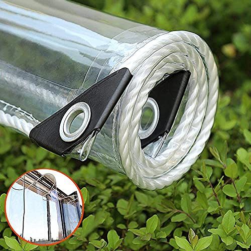 0.3mm Glas Transparente Plane Abdeckplane,Pflanzenschutz Regen-Vorhänge,PVC Klarsichtfolie Wasserdichte Markisen mit Ösen, Schutzplane Für Gartenmöbel,Kältebeständig,Regenfest (2.5x2.5m/8.2x8.2ft)