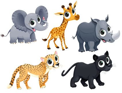 Acryl-Bild 120 x 90 cm: Lustige afrikanische Tiere. Isolierte Charaktere der Vektorkarikatur.(41175831)