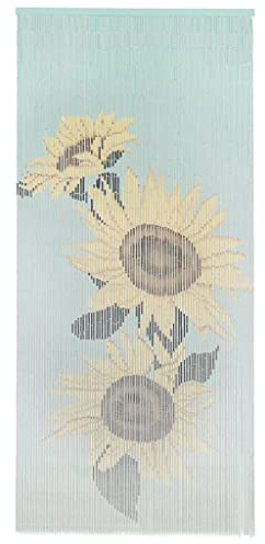 WIFESE Insektenschutz Türvorhang 90x200 cm mit Sonnenblumenmuster Raumtrenner Hängend Bambusvorhang Fadenvorhang Raumteiler Fliegenschutz Türvorhänge Vorhang tür Balkontür Bambus Mehrfarbig