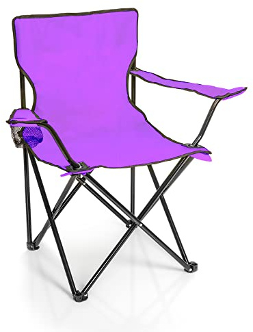 BigDean Faltstuhl LILA Campingstuhl Anglerstuhl mit Getränkehalter | Inklusive Tragetasche - Anglersessel klappbar - Klappstuhl Gartenstuhl Faltstuhl Relaxsessel Angelsessel faltbar