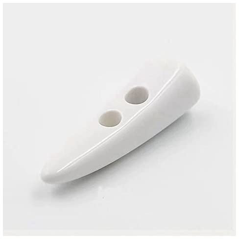 SHTGOI 20 Stück 50mm Knebelknöpfe mit 2 Löchern Harz Knöpfe Horn Knebel Knebelknopf Nähen Handwerk DIY Zubehör für Strickwaren Windjacke Wattierte Jacke Daunenjacke Wollmantel Weiss 1#