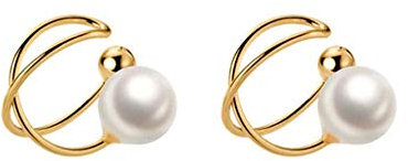 Silberne Süßgold-Synthese-Perlen-Ohrclips für Frauen ohne Piercing-Edelschmuck