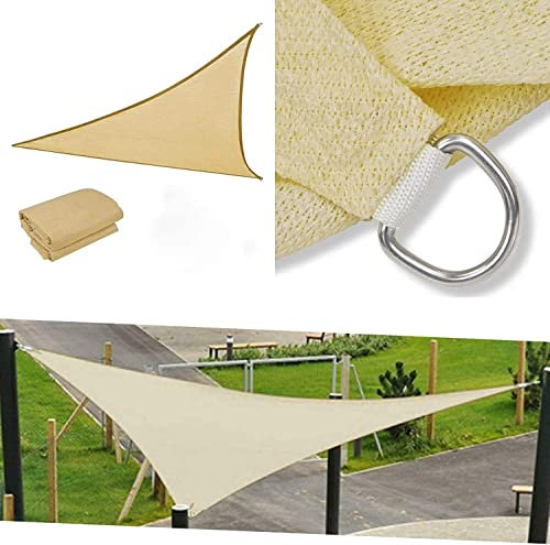 Copper Top - Heavy Duty Triangle Sun Shade Sail for Garden Patios Decks Pools Hot Tubs Party Sunscreen Awning Canopy – UV and Mildew Resistant (With Carry Cae) (Cream)