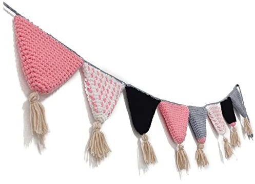Wimpelkette Outdoor Nordic Handgewebe Party Zelt Matratze Dusche Bunting Dekoration Kinderzimmer Wanddekoration Wimpelkette (Size : Pink)