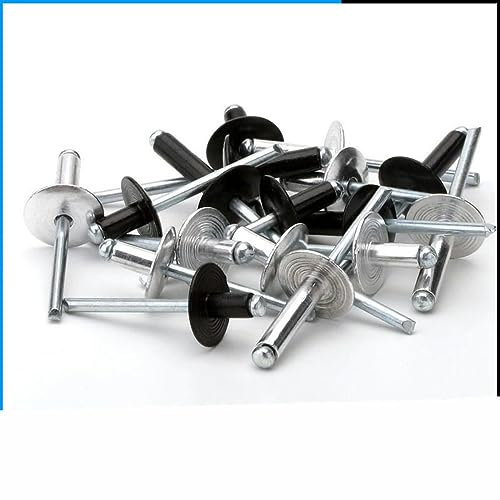 Große Kappe, offenes Ende, Aluminium-Blindniete, Blindniete, Zugkappennieten, Blindniete mit flachem, rundem Kopf, geteilte Brivets, GB-12 mm, Silber, M3,2 (100 Stück)