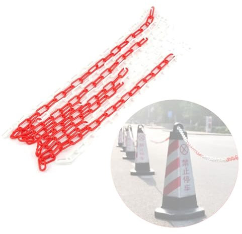 HHCCTEO Kunststoff-Warnkette, 8 mm, 25 m, rot-weiße Schutzkette, Lager-Vorsicht, sichere Absperrkette für die Kanalisierung von Menschenmengen