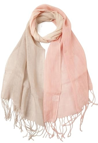 Prettystern Unisex lättviktig halsduk linne halsduk herr och dam vår sommar enfärgad med fransar, T104 Gradient rosa grå, 200/55 cm