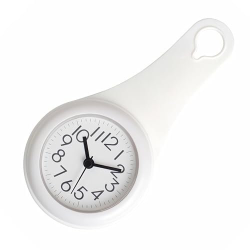Lancoon Mini Reloj de Ducha, Impermeable y Resistente a la Niebla, No-Tick Batería, Ventosa Reloj con Gancho Pequeño Agujero Sub, Cocina Hora Baño para la Vida Diaria Viajes Trabajo