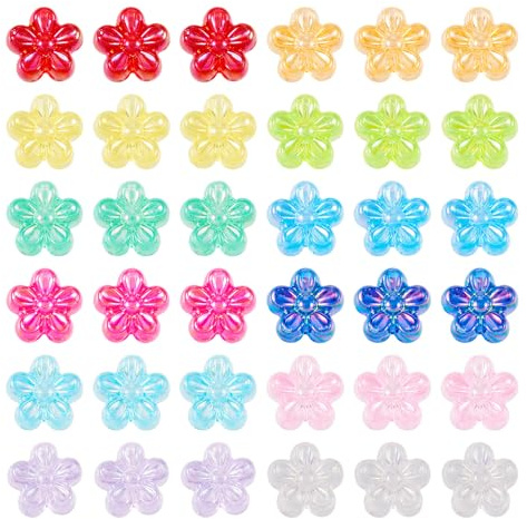 Boutigem 600 Stück 12 Farben Kunstharz Blumenförmige Acrylperlen für Armbänder, Halsketten, Schmuckherstellung, DIY