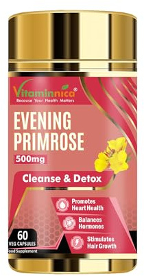 Vitaminnica Evening Primrose Oil 500mg, 60 Capsules | Pure Cold Pressed Oil | Supports Women's Health