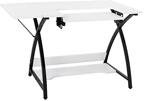 MENGLI-2024 Pc Table Computer Desk Multipurpose Sewing Machine Table Cutting Table Worktable Desktop PC Desk with Adjustable Drop Down Platform Sturdy Durable Steel Frame Office Desk