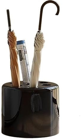 Regenschirmständer 7-Loch-Regenschirmhalter-Aufbewahrungsregal, runder Schirmständer-Eimerbehälter, Eingangshocker, Aufbewahrungseimer for das Home Office im Eingangsbereich Regenschirm Halter(Schwarz