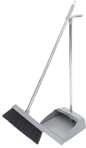 HOMOCONO Scopa e Paletta la Casa Set da Setole Flessibili, Paletta Antivento Stabile, Kit la Pulizia di Interni, per Pavimenti e Raccolta Polvere Quotidiana Stile Casuale