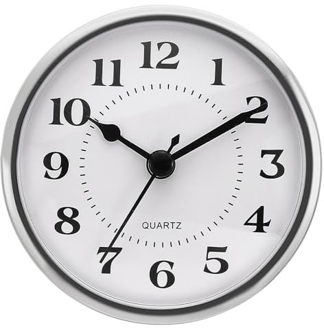 PATIKIL 90mm Quarz Uhrwerk Wanduhr, Stille Arabische Ziffern Kaminuhren, Ersatz für Tischuhr, Stehuhr, Standuhr (Silberton/Weiß Stil 4)