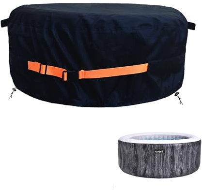 YZNKLXF Funda redonda para jacuzzi de 86.6 x 27.5 pulgadas, cubierta impermeable de cobertura completa, se adapta a la mayoría de jacuzzis inflables para 6 personas, color negro