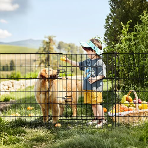 Thealyn Garden Fence 81cm High x 71cm Wide (4 Panels + 1 Gate, Total Length 3.5m) No Dig Fence Outdoor Rustproof Metal Pet Dog Animal Barrier Border for Yard Patio Flower Bed