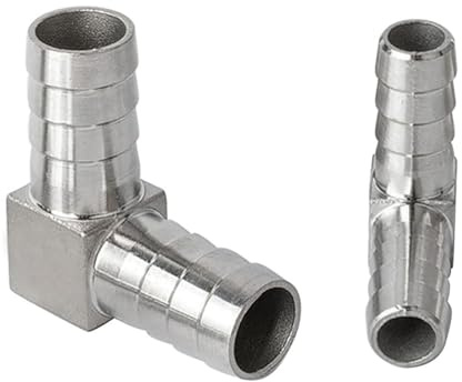 Accesorios de codo de púas, OD 13 mm, conector adaptador de tubería de acero inoxidable de 90 grados, acoplador de junta de púas para conexión de tubo, paquete de 2