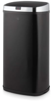 Swan Townhouse Square Sensor Bin, Large 42L Capacity, Black, SWKA4517BLK