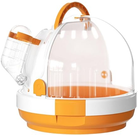Fonowx Jaula de Viaje para Loros, Transportista para Animales Pequeños, Caja de Transporte de Hámster Y Aves, Naranja