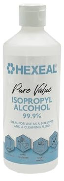 Hexeal Pure Value Isopropyl Alcohol 500ml – 500ml Flip Cap Bottle of 99.9% IPA Disinfectant & Sanitiser – Removes Grime on Phones & Electronics – Degreaser, Cleaning Fluid & Solvent for Paint Thinning