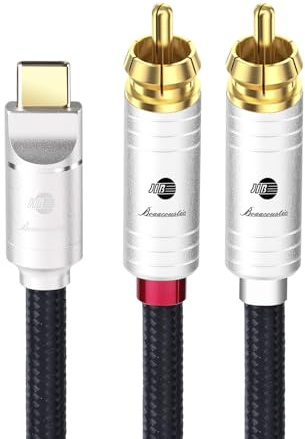 BOAACOUSTIC Câble 2 RCA USB C Audio Stéréo Adaptateur Type C Mâle vers 2RCA Mâle Y Auxiliaire Audio Câble avec Phone 15/Pad/Amplificateur/Home Cinéma/Enceinte/HDTV etc. 2M