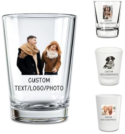 Beliver Personalisierte Schnapsgläser mit Ihrem Foto Text Benutzerdefinierte Whiskey Gläser Geschenke für Tequila Wodka Whiskey-Liebhaber