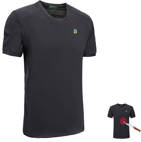Pounjsd stichsichere weste herren, stichschutzweste kevlar, polizei stichschutz bluse, stichfeste weste, schutzweste gegen messer, schusssichere weste, schnittfestes t shirt der Stufe 5 (M)