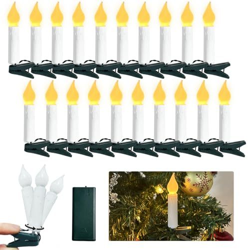 Hopelit 20 LED-ljus, julgran, ljuskedja med timerfunktion, varmvit flamlösa julgransljus för juldekoration, trädgårdsdekoration, födelsedag, bröllop – mjölkvitt fodral