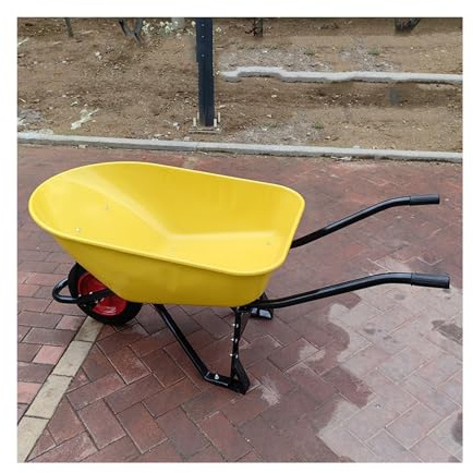 LVLDAWA Remorque Basculante, Brouette Jardin en Acier avec Roues, Robuste pour Pelouse, Jardinage Et Construction(Jaune)