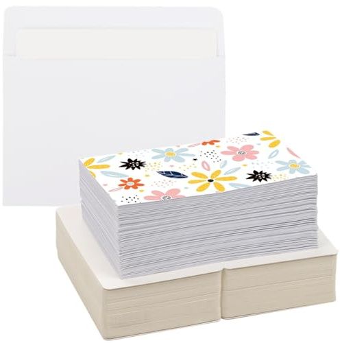 YOFAPA 100 Stück Blanko-Aquarellkarten und Umschläge, Weihnachtskarten, Aquarell-DIY-Grußkarten zum Bemalen, Einladungen, Notizen, Hochzeit, Babyparty