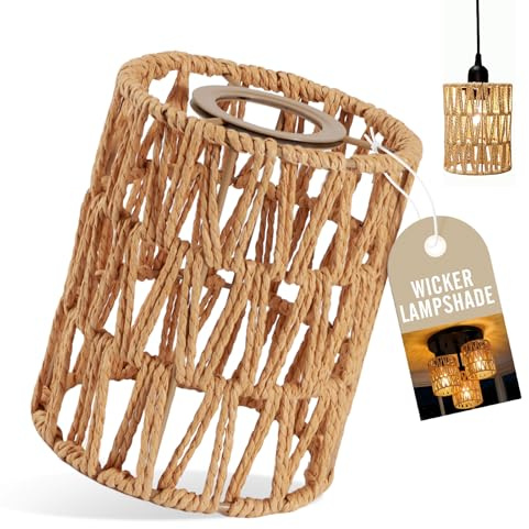 Pantalla Lampara Ratán, Pantalla de Lámpara Colgante, Pantalla Lámpara Diseño Bohemio para Lámparas Colgantes, Lámparas de Mesa, Lámpara de Techo