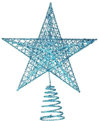Estrella Arbol De Navidad, Decoración Superior con Purpurina, Estrella de árbol de Navida con Purpurina Hueca 3D, para Accesorios Adornos Árbo de Navidad (C)