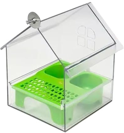 Casa Mangiatoia Uccelli, Per Mangime Uccelli, Vasca Da Bagno Trasparente Per Acqua Per Cardellini Parrocchetti Pappagalli Da Balcone Giardino Recinzione