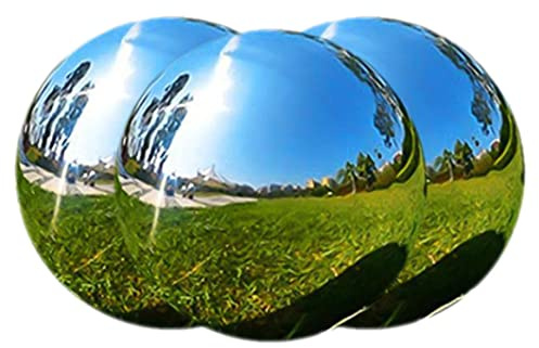 CNAFGBGG Sfera riflettente in acciaio inossidabile da 13, 8 cm, sfera riflettente lucidata a specchio, globo cavo senza giunture, 3 pezzi..