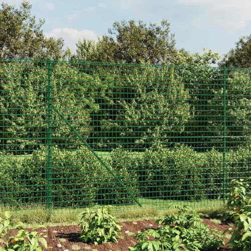 Balkonsichtschutz Gartenzaun,Maschendrahtzaun mit Bodenhülsen Grün 1,6x25 m für Garten,Terrasse,Balkon