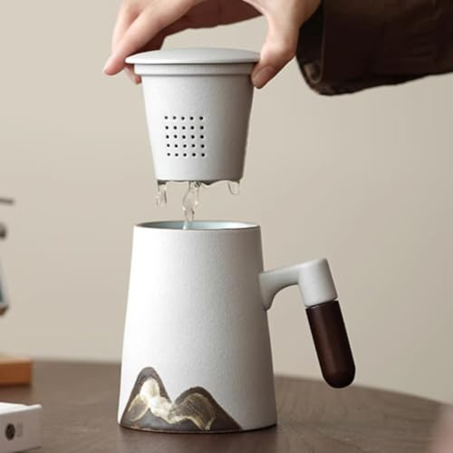 LEEDJUINE Ceramics - Juego de té individual de 3 piezas, 400 ml, infusor de té, estilo chino, resistente al calor