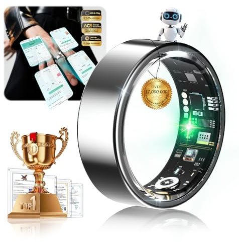 XSWCCJJ Bague intelligente améliorée 【Puce JZ5.0 et erreur de mesure 0】 Étanchéité IP68 | Bague intelligente pour homme et femme pour le sport, la distance, les calories, étanche, noir 10#